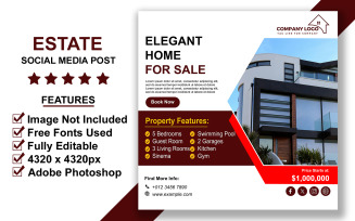 Bold Real Estate Social Media Post Template for Property Sales, Apartments, and Realtor Campaigns