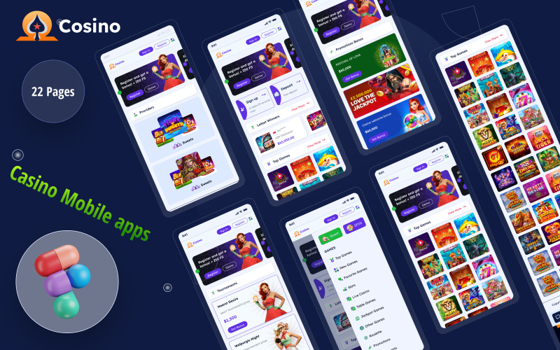 Cosino Mobile apps - Casino & Gambling Figma Template UI Element