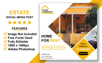 Creative Real Estate Social Media Post Template PSD for Home Sale, Leasing, and Open House Events