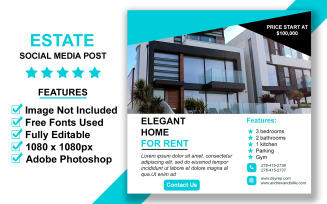 Elegant Real Estate Social Media Post Template PSD for Property Promotion and Home Sale Campaigns
