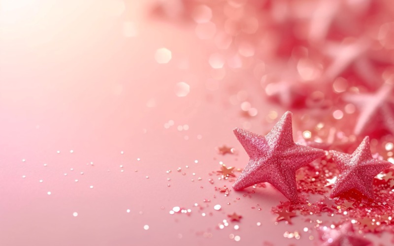 Birthday Background Peach and pink Glitter Stars 100