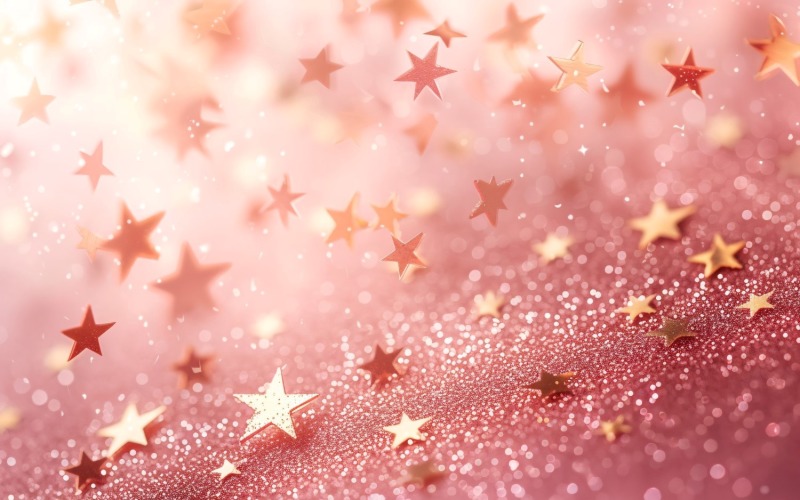 Birthday Background Peach and pink Glitter Stars 101