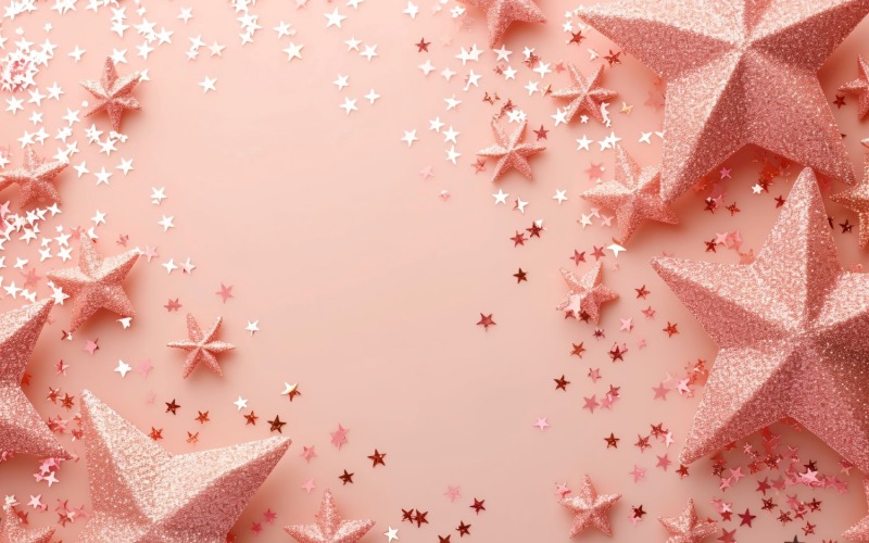 Birthday Background Peach and pink Glitter Stars 106