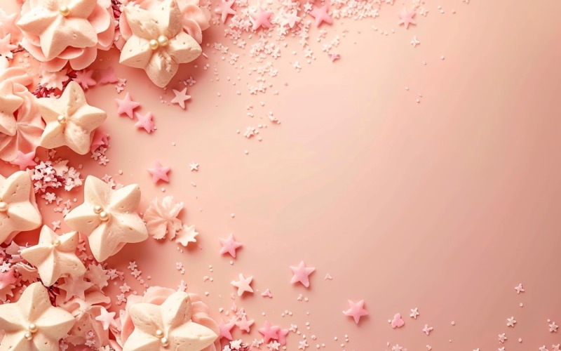 Birthday Background Peach and pink Glitter Stars 113