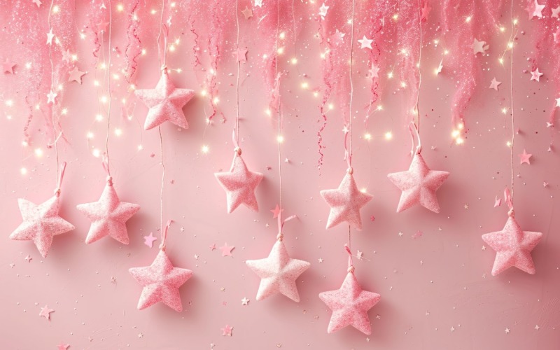 Birthday Background Peach and pink Glitter Stars 118
