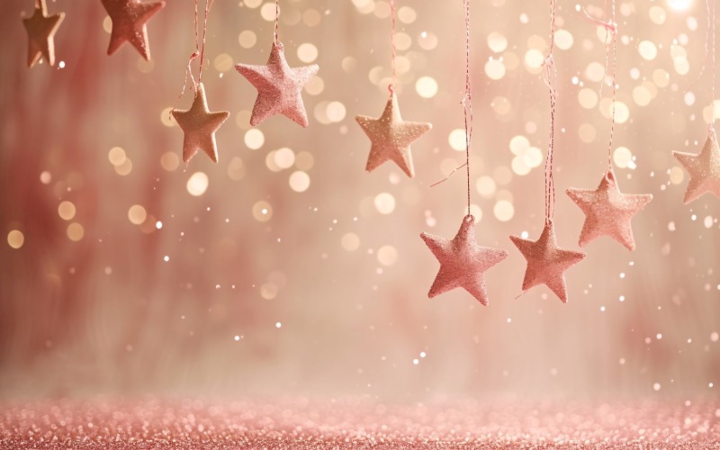 Birthday Background Peach and pink Glitter Stars 125