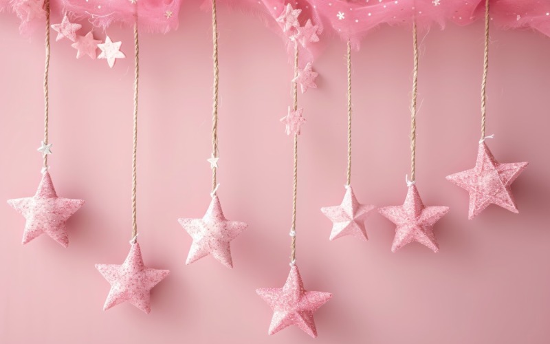 Birthday Background Peach and pink Glitter Stars 133