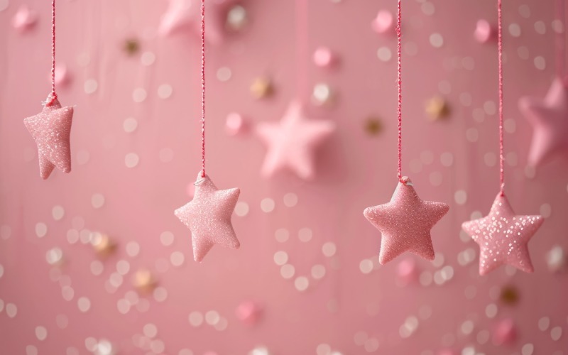 Birthday Background Peach and pink Glitter Stars 137