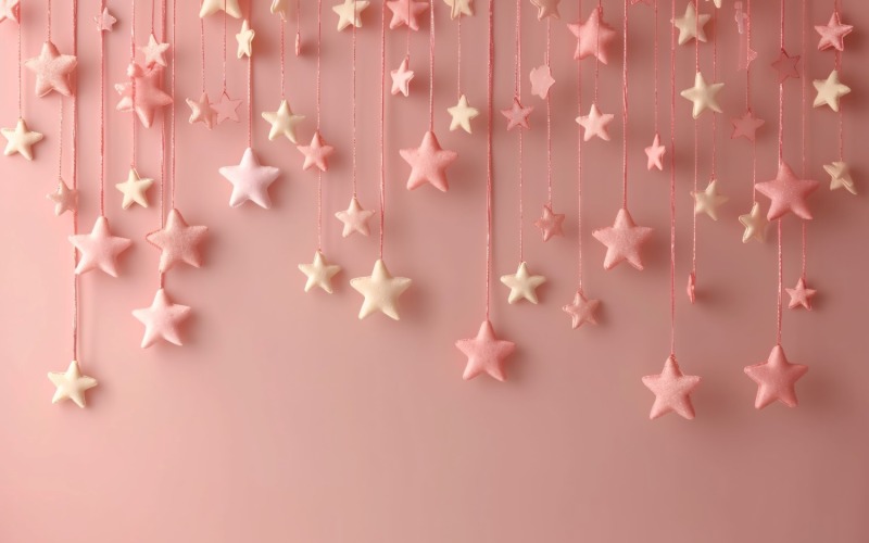 Birthday Background Peach and pink Glitter Stars 140