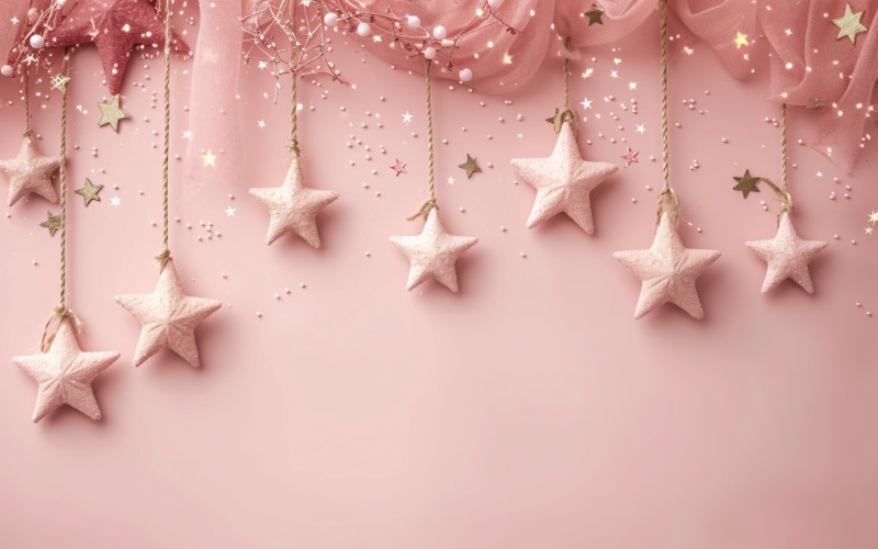 Birthday Background Peach and pink Glitter Stars 144