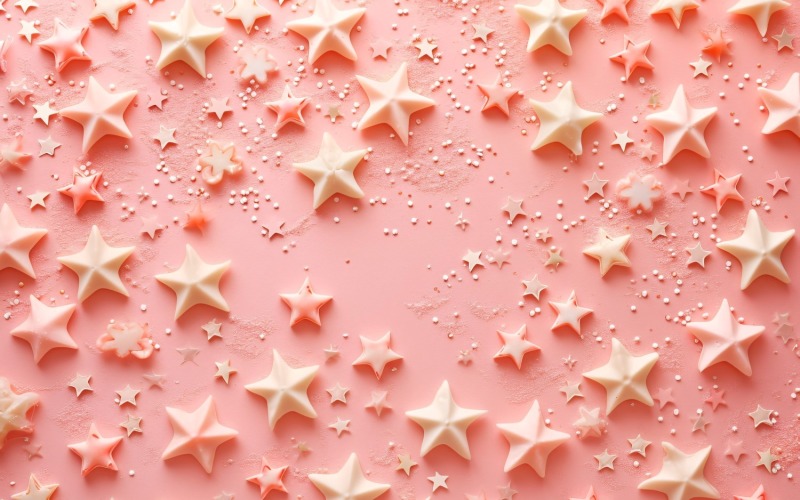 Birthday Background Peach and pink Glitter Stars 64