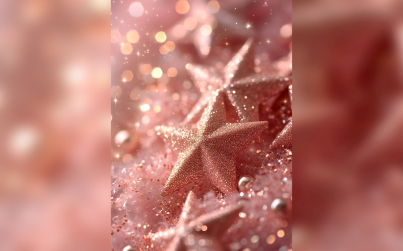 Birthday Background Peach and pink Glitter Stars 71