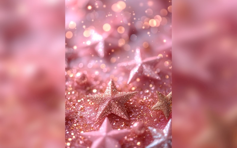 Birthday Background Peach and pink Glitter Stars 72