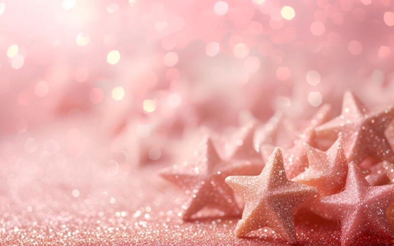 Birthday Background Peach and pink Glitter Stars 78