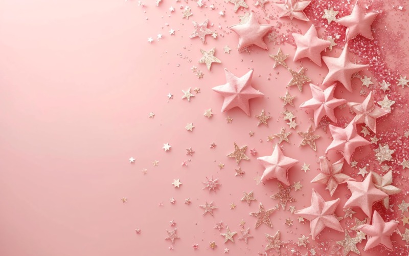 Birthday Background Peach and pink Glitter Stars 80