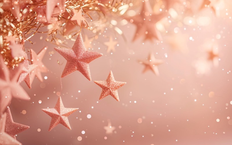 Birthday Background Peach and pink Glitter Stars 94