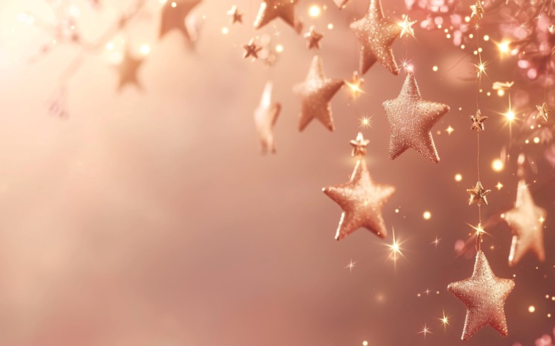 Birthday Background Peach and pink Glitter Stars