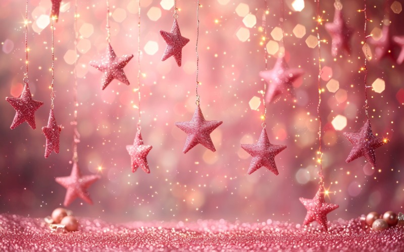 Birthday Background Peach and pink Glitter Stars 170