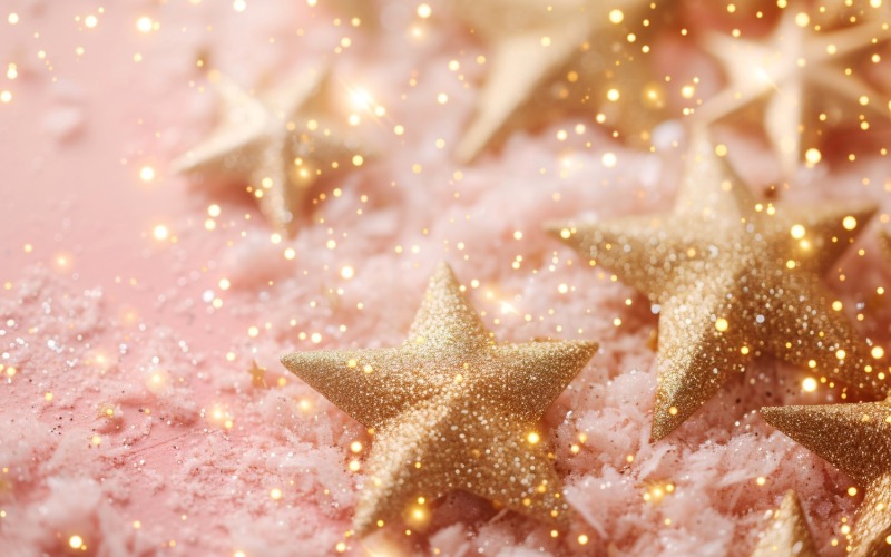 Birthday Background Peach and pink Glitter Stars 204