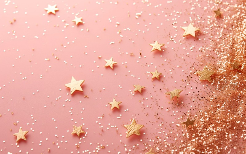 Birthday Background Peach and pink Glitter Stars 206