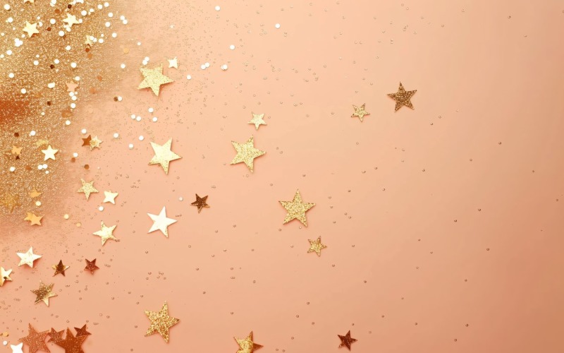 Birthday Background Peach and pink Glitter Stars 207
