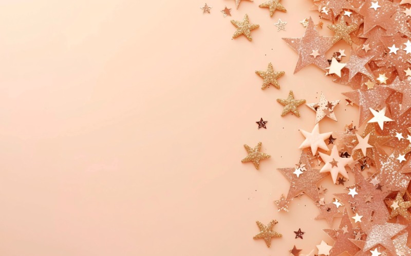 Birthday Background Peach and pink Glitter Stars 211