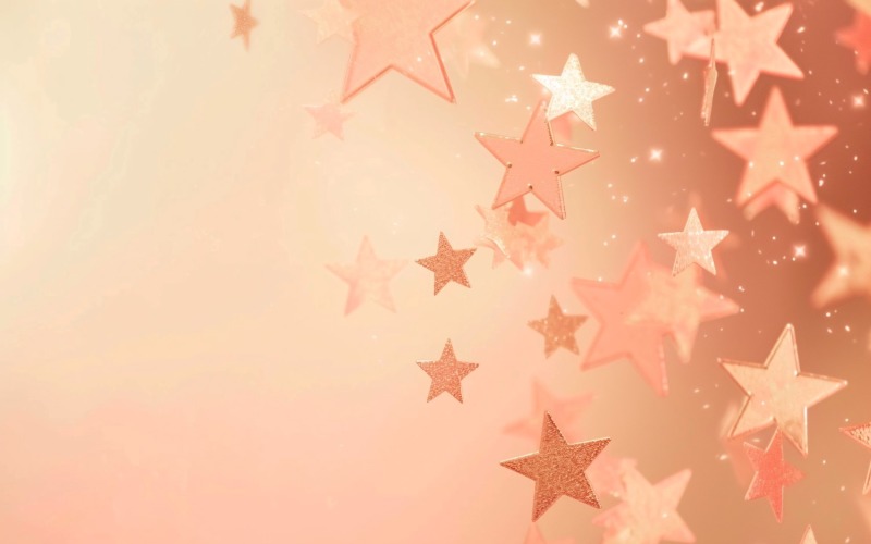 Birthday Background Peach and pink Glitter Stars 219