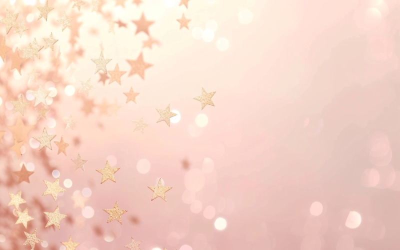 Birthday Background Peach and pink Glitter Stars 222