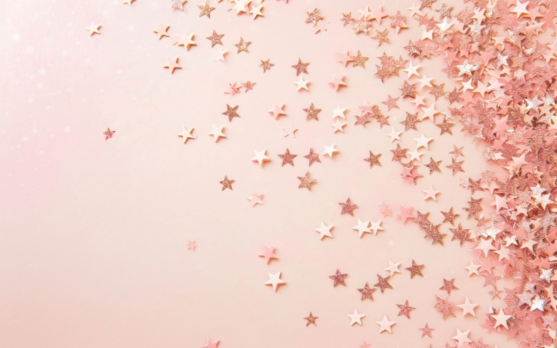 Birthday Background Peach and pink Glitter Stars 226