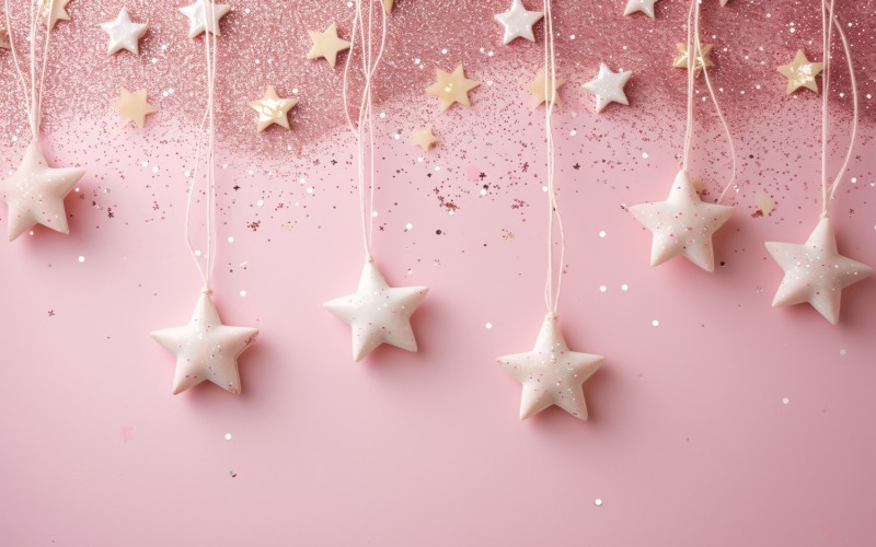 Birthday Background Peach and pink Glitter Stars 245