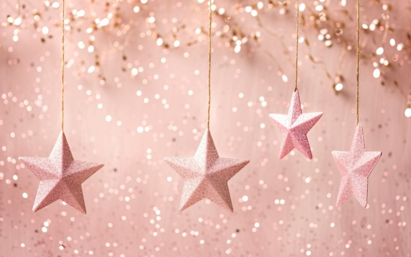 Birthday Background Peach and pink Glitter Stars 251