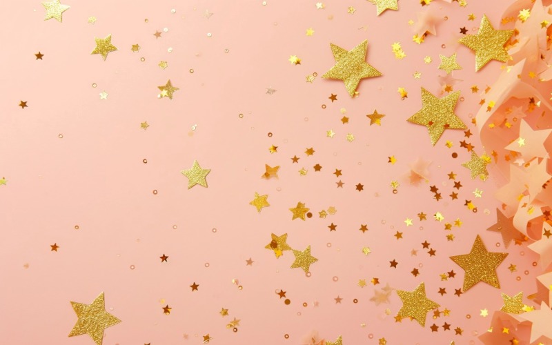 Birthday Background Golden Glitter Stars 278