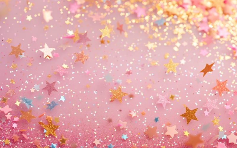 Birthday Background Golden Glitter Stars 302