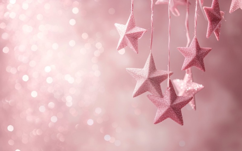Birthday Background Peach and pink Glitter Stars 253