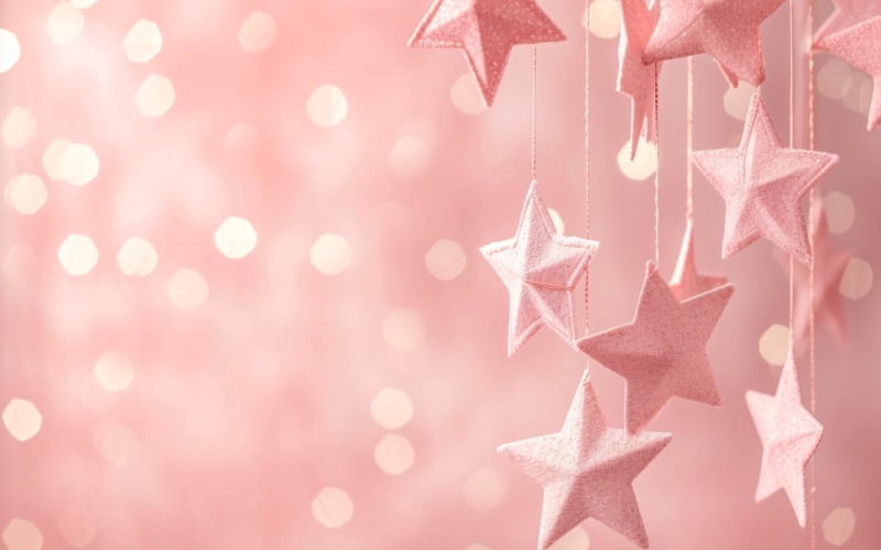 Birthday Background Peach and pink Glitter Stars 258
