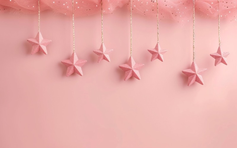 Birthday Background Peach and pink Glitter Stars 266