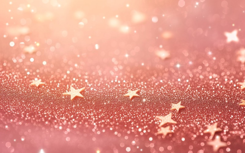 Birthday Background Peach and pink Glitter Stars 267