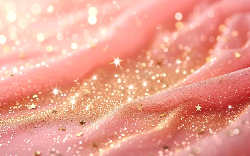 Birthday Background Peach and pink Glitter Stars 268