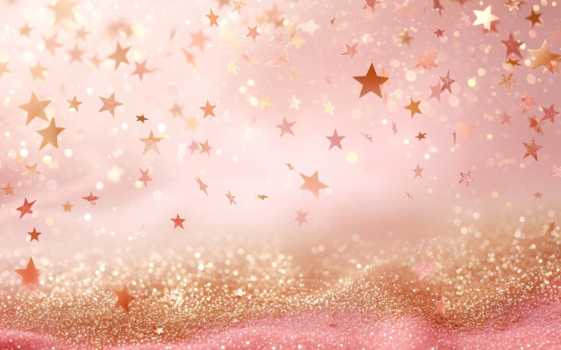 Birthday Background Peach and pink Glitter Stars 269