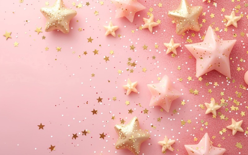 Birthday Background Peach and pink Glitter Stars 280