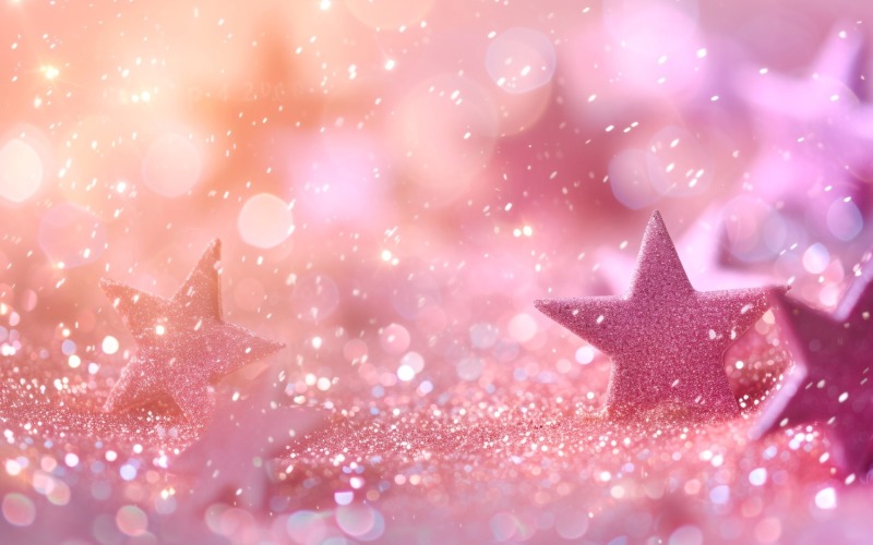 Birthday Background Peach and pink Glitter Stars 283