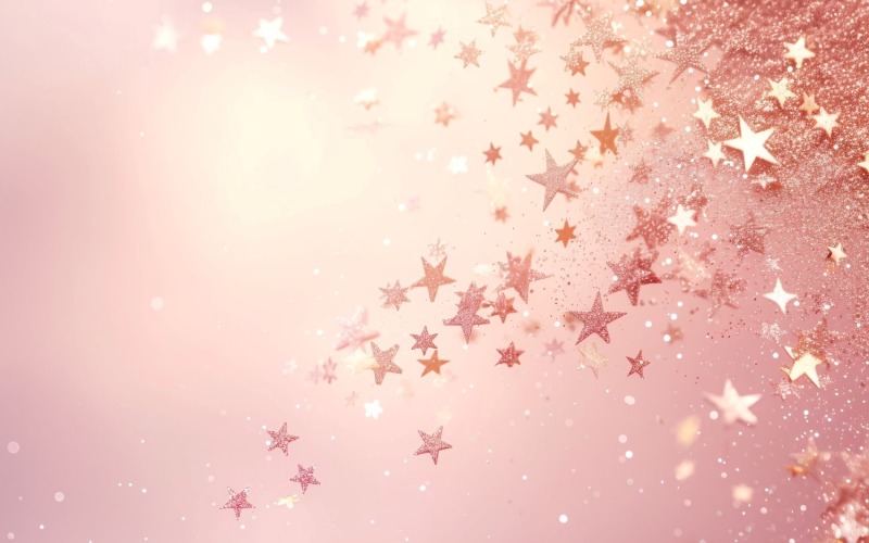 Birthday Background Peach and pink Glitter Stars 290