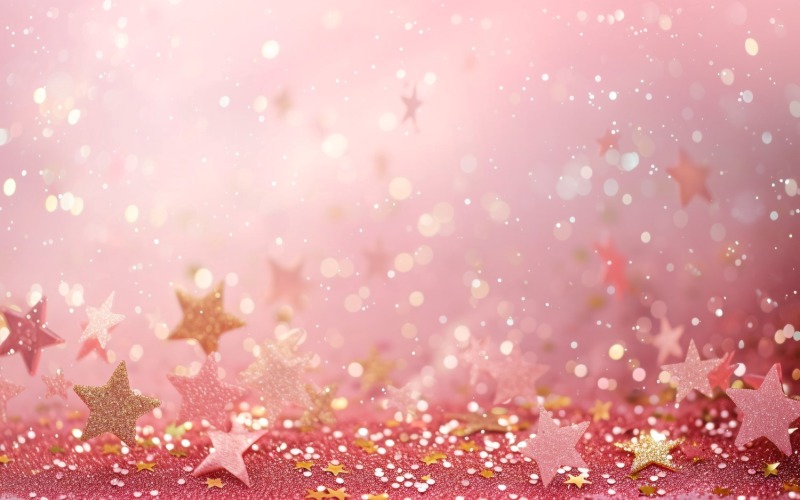 Birthday Background Peach and pink Glitter Stars 294