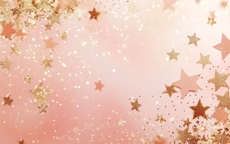 Birthday Background Peach and pink Glitter Stars 295