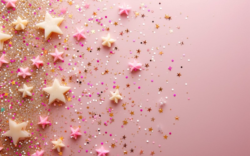 Birthday Background Peach and pink Glitter Stars 299