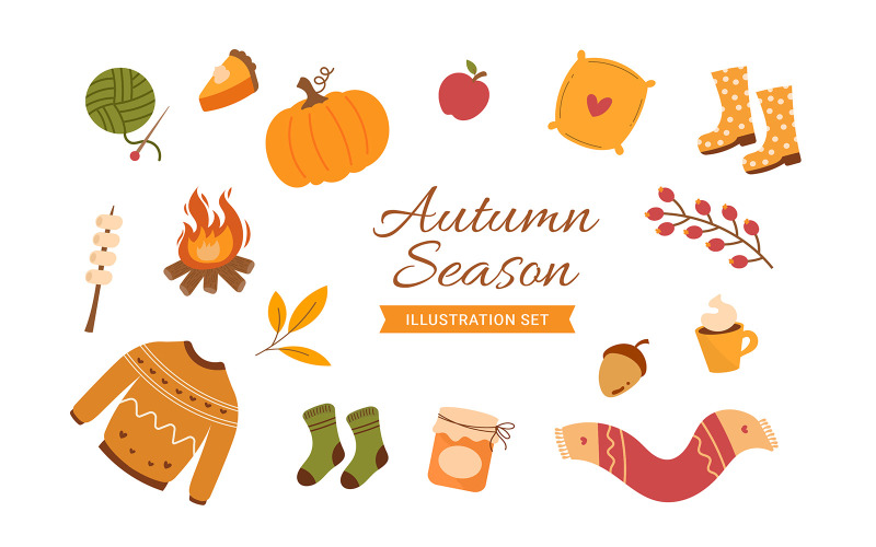 Autumn season element collections Illustration
