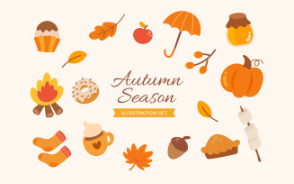 Autumn season illustration element collections