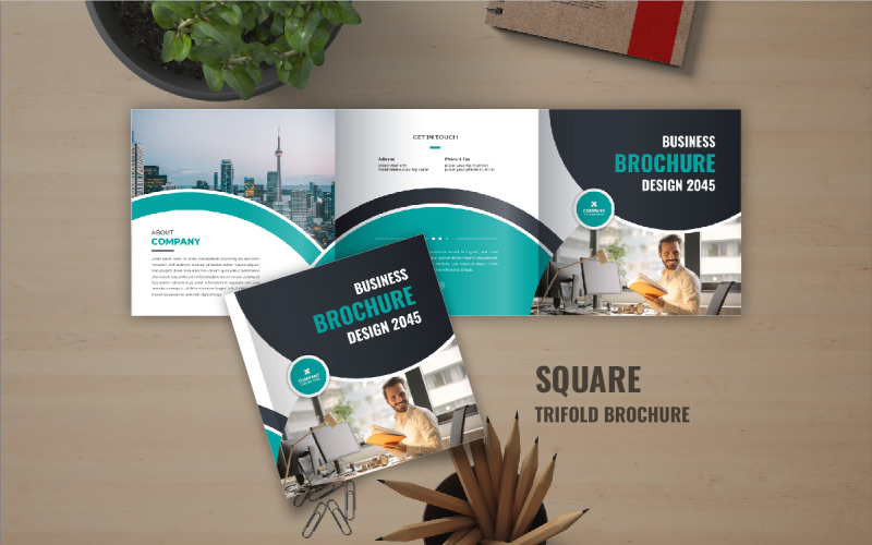 Business square trifold brochure or Modern square trifold brochure design layout Corporate Identity