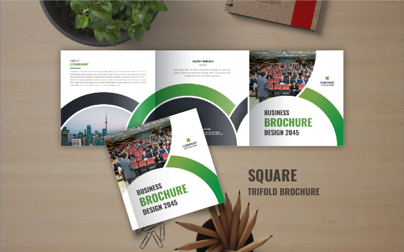Business square trifold brochure or Modern square trifold brochure design template Corporate Identity
