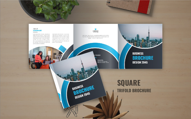 Business square trifold brochure or Modern square trifold brochure layout Corporate Identity